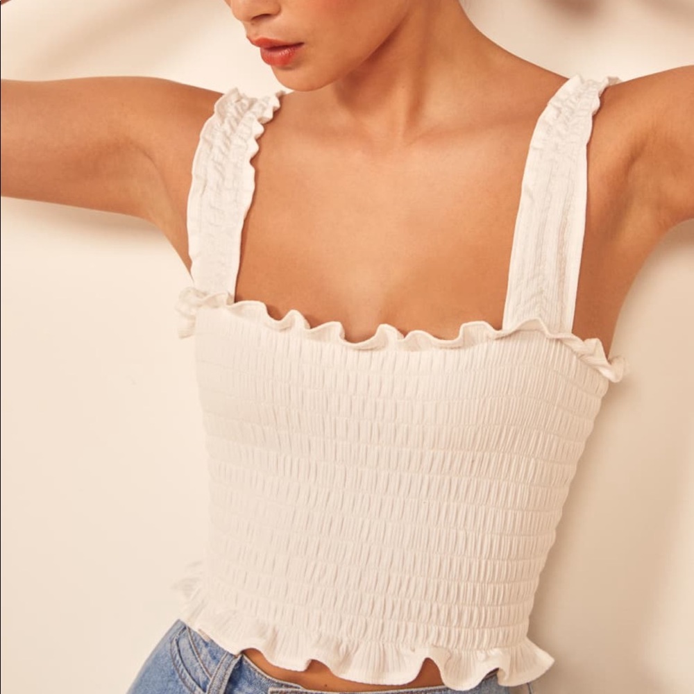 Reformation smocked crop top